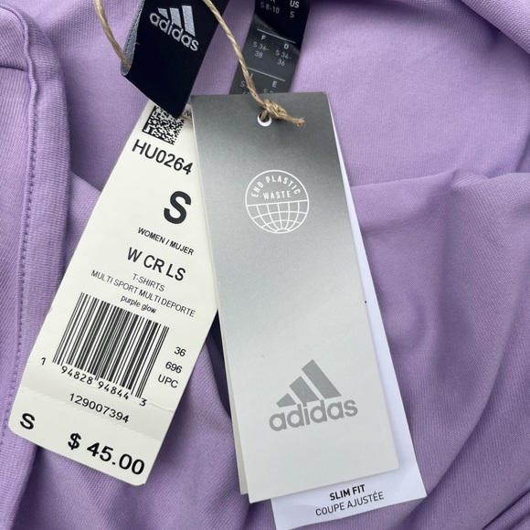 Adidas Crop Light Purple Long Sleeve Top Size Small NWT - Picture 6 of 8